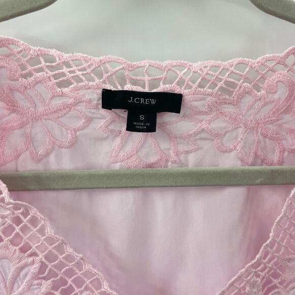 J. Crew S V-Neck Top Eyelet Trim Pink BL038 Spring Summer - Picture 7 of 10